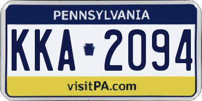 PA license plate KKA2094