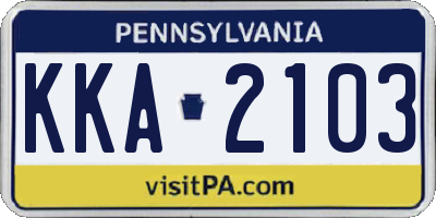 PA license plate KKA2103