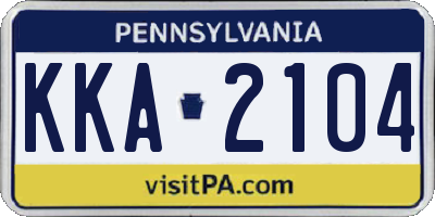 PA license plate KKA2104