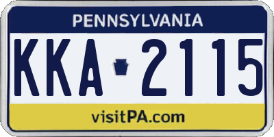 PA license plate KKA2115