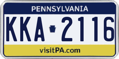 PA license plate KKA2116