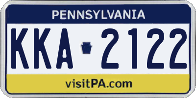 PA license plate KKA2122