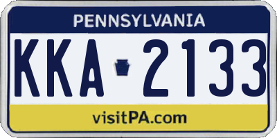 PA license plate KKA2133