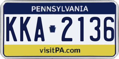 PA license plate KKA2136