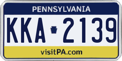 PA license plate KKA2139