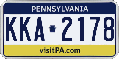 PA license plate KKA2178