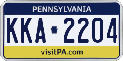 PA license plate KKA2204