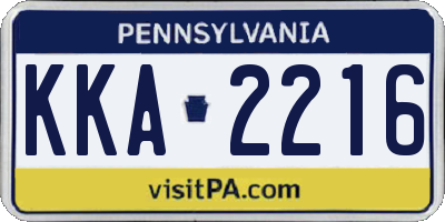 PA license plate KKA2216