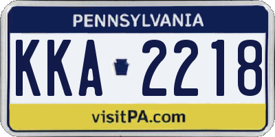 PA license plate KKA2218
