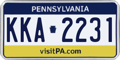 PA license plate KKA2231
