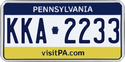 PA license plate KKA2233