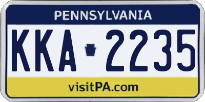 PA license plate KKA2235