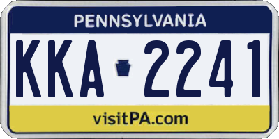 PA license plate KKA2241