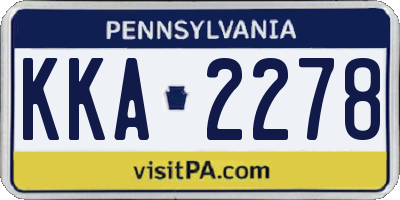 PA license plate KKA2278