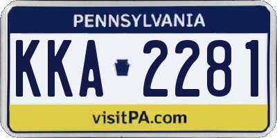 PA license plate KKA2281