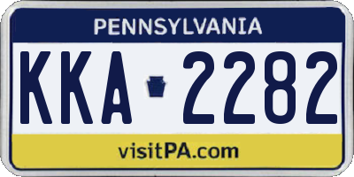 PA license plate KKA2282
