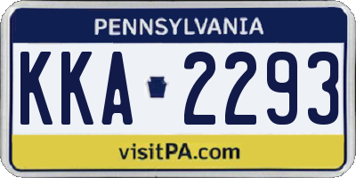 PA license plate KKA2293