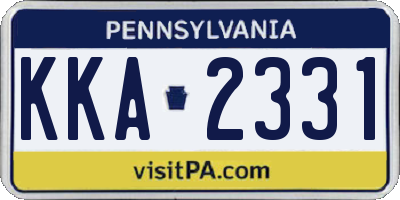 PA license plate KKA2331