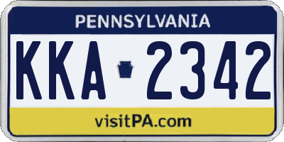 PA license plate KKA2342