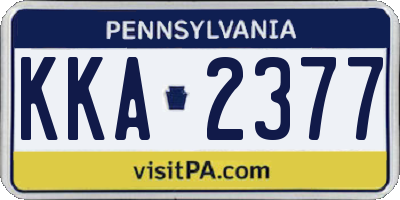 PA license plate KKA2377
