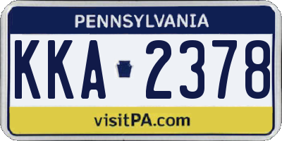 PA license plate KKA2378