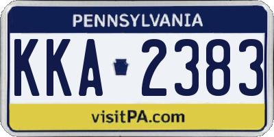 PA license plate KKA2383