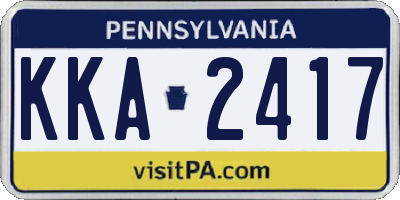 PA license plate KKA2417