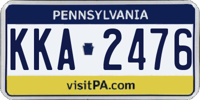PA license plate KKA2476