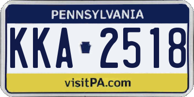 PA license plate KKA2518