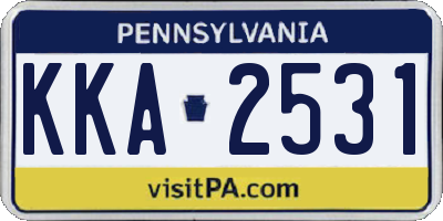 PA license plate KKA2531