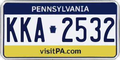 PA license plate KKA2532