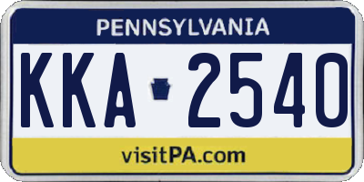 PA license plate KKA2540