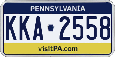 PA license plate KKA2558
