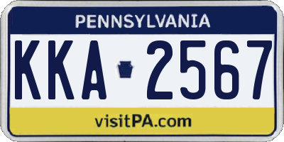 PA license plate KKA2567