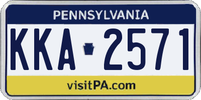 PA license plate KKA2571