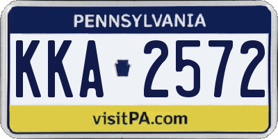 PA license plate KKA2572