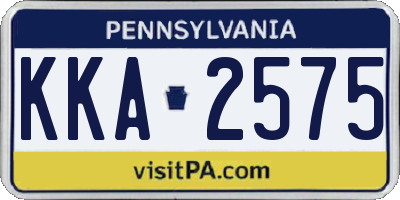 PA license plate KKA2575