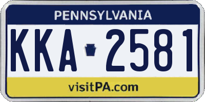 PA license plate KKA2581