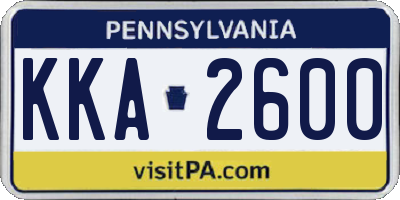 PA license plate KKA2600