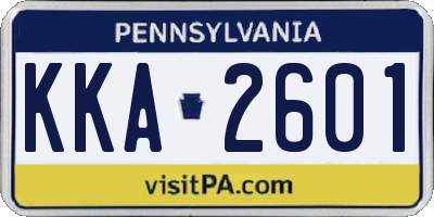 PA license plate KKA2601