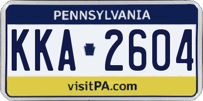 PA license plate KKA2604