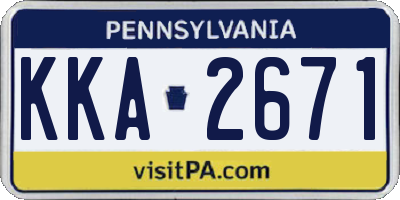 PA license plate KKA2671