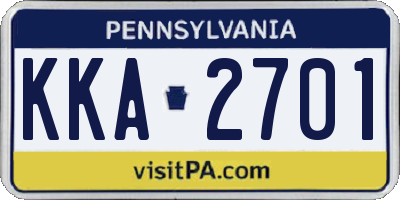PA license plate KKA2701