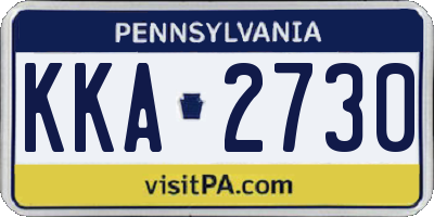 PA license plate KKA2730