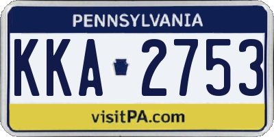 PA license plate KKA2753