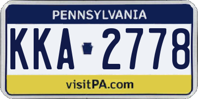 PA license plate KKA2778