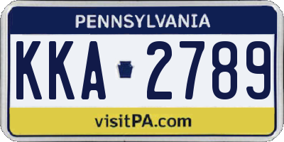 PA license plate KKA2789
