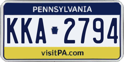 PA license plate KKA2794