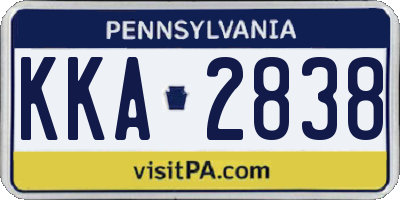 PA license plate KKA2838