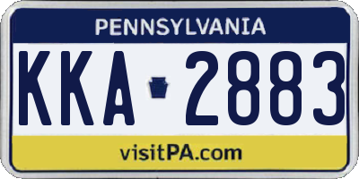 PA license plate KKA2883